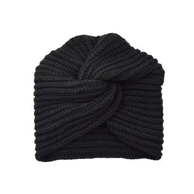 Women&#39;s Knitted Turban Hat Bohemia Cashmere Cross Wrap Head Lndian  Wool   Bonnet Turbante Cap