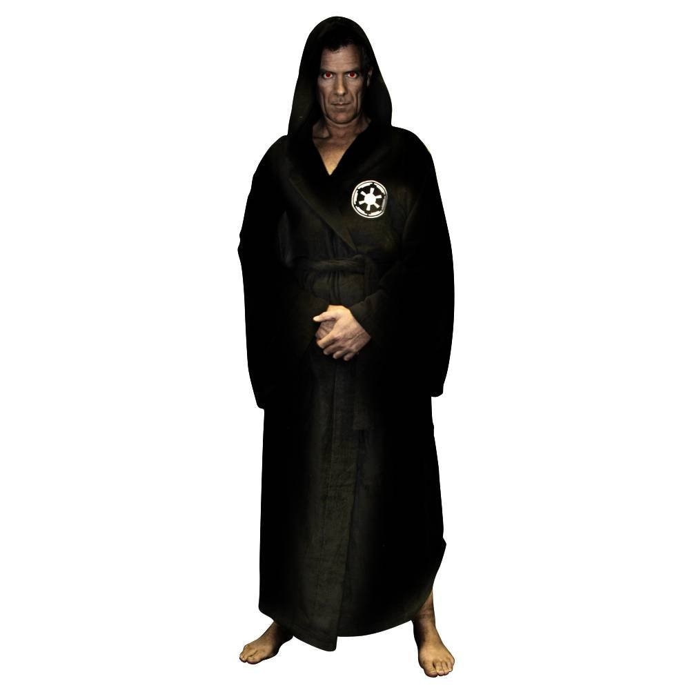 Male Flannel Robe Male With Hooded Thick Star Dressing Gown Jedi Empire Men&#39;s Bathrobe Winter Long Robe Mens Bath Robes Homewear