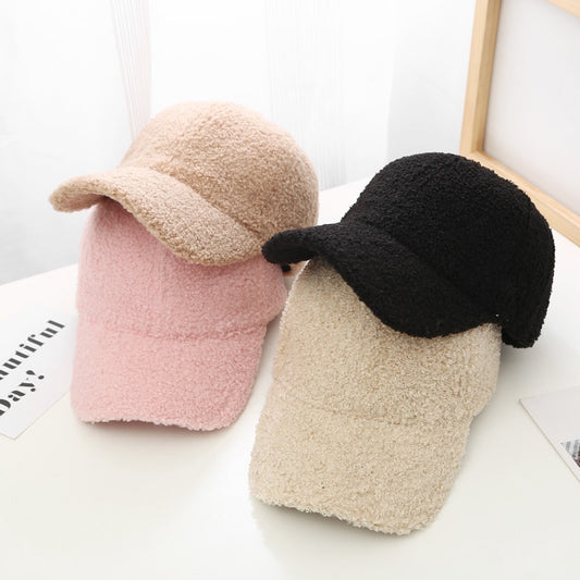 Autumn Winter Baseball Cap Women Artificial Lamb Wool Hats Version Tide  Warm Cap Plush Baseball Caps Spring Baseball Cap