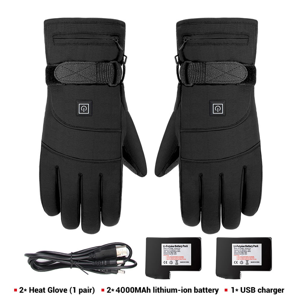 Heated Gloves For Winter 3.7V Rechargeable Battery Powered Electric Heating Hand Warmer Skiing Glove For Fishing Skiing Cycling