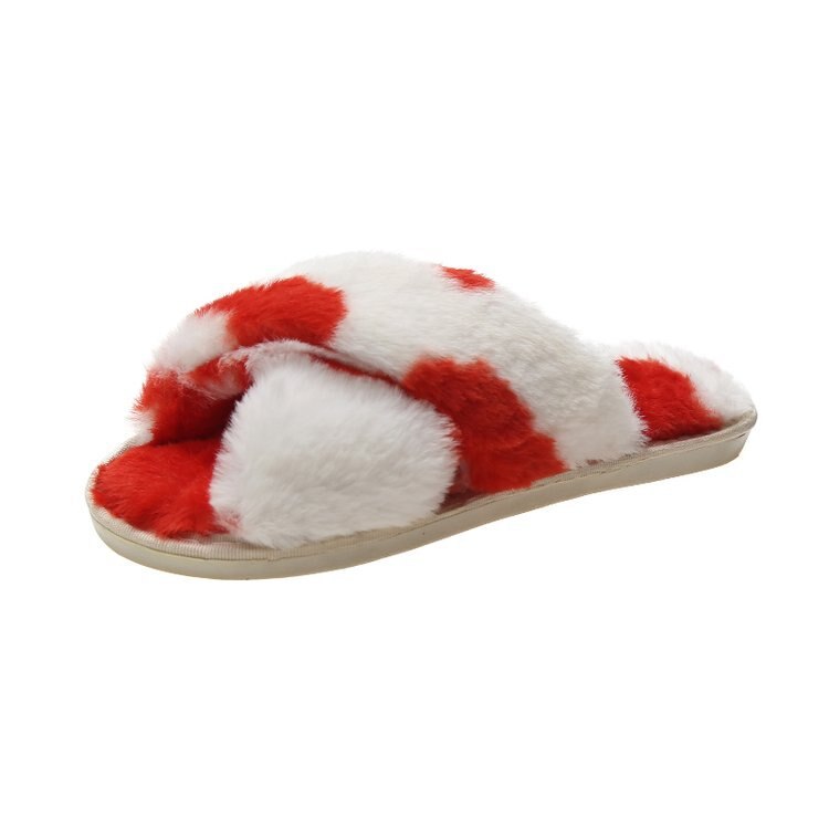 Winter Warm Indoor Shoes Soft Warm Home Slippers Woman Flat Platform Slides High Quality Furry Faux Fur Slippers For Women Lady