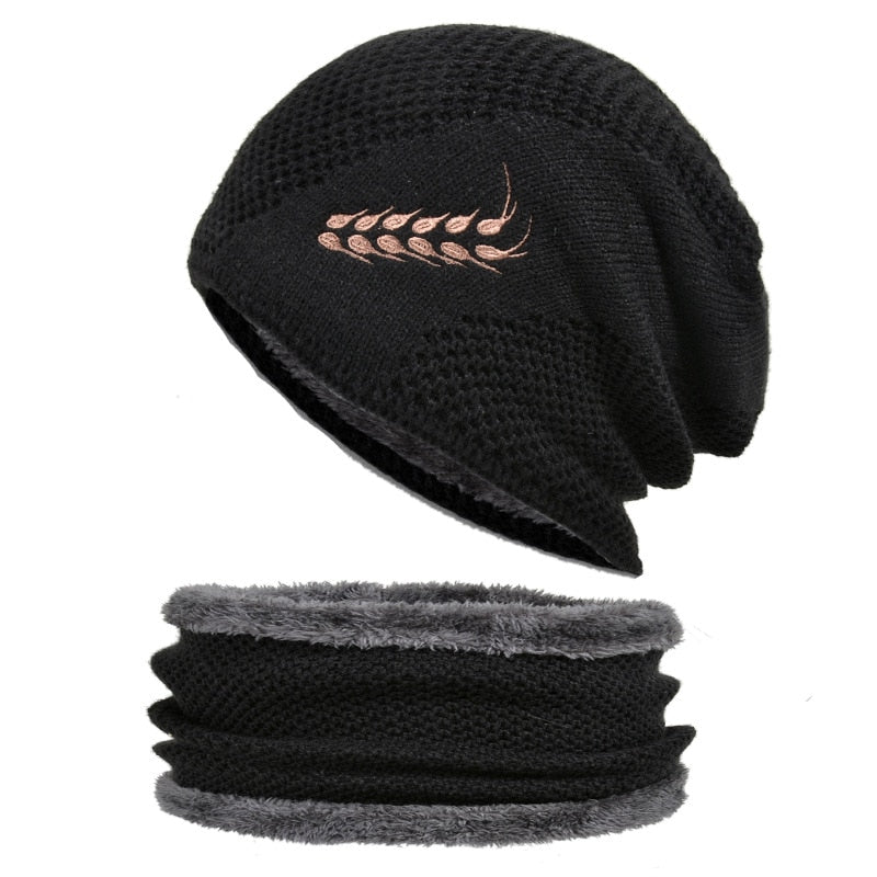 Coral Fleece Scarf Winter Hat Soft Men&#39;s Beanie шапка мужская Warm Hat gorras hombre Knitted Double Layer Cap touca masculina