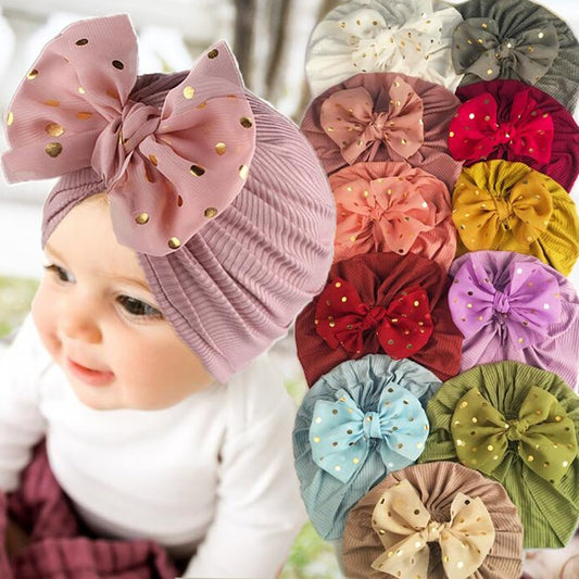 Lovely Shiny Bowknot Baby Hat Cute Solid Color Baby Girls Boys Hat Turban Soft Newborn Infant Cap Beanies Head Wraps