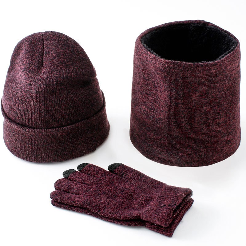 Women Men Winter Warm Hat Scarf Gloves Set Outdoor Keep Warm 3 Pieces Sets Russian Accessories