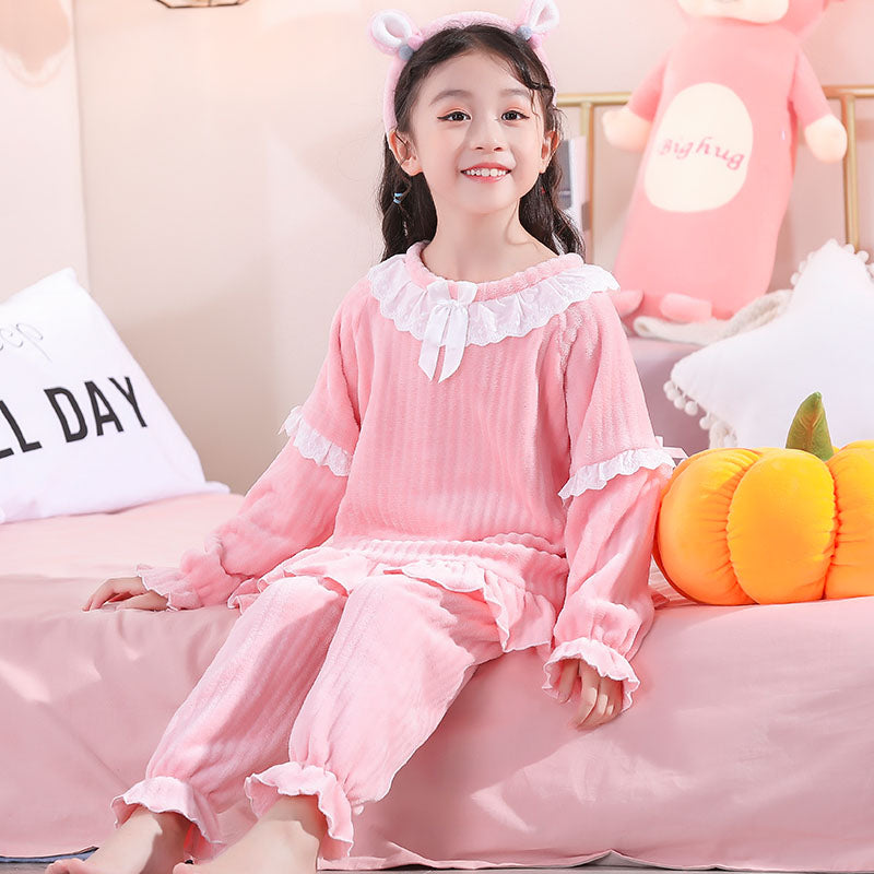 New Flannel Kids Pajamas 2021 Autumn Winter Girl Boy Sleepwear Set Baby Clothes Animal Cartoon Coral Fleece Children&#39;s Pyjamas