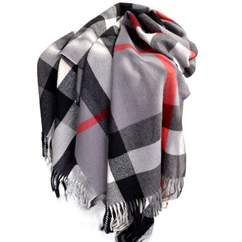 Autumn and Winter New Scarf Female British Bagh Bristled Cashmere Scarf Shawl Dual-use Thick Couple Scarf