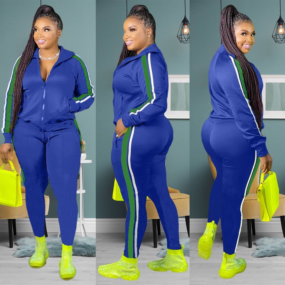 2022 Plus Size S-4XL 2 Piece Set Women Fall Clothes Sweatsuit Joggers Outfit Zip Top Sweatpants Tracksuit Wholesale Dropshipping