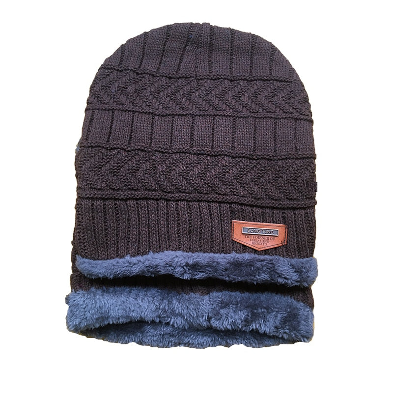 Coral Fleece Scarf Winter Hat Soft Men&#39;s Beanie шапка мужская Warm Hat gorras hombre Knitted Double Layer Cap touca masculina