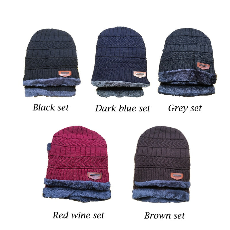 Coral Fleece Scarf Winter Hat Soft Men&#39;s Beanie шапка мужская Warm Hat gorras hombre Knitted Double Layer Cap touca masculina