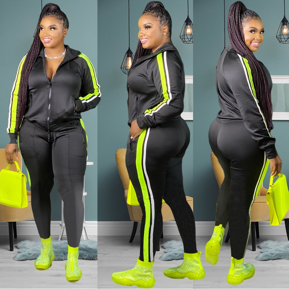 2022 Plus Size S-4XL 2 Piece Set Women Fall Clothes Sweatsuit Joggers Outfit Zip Top Sweatpants Tracksuit Wholesale Dropshipping