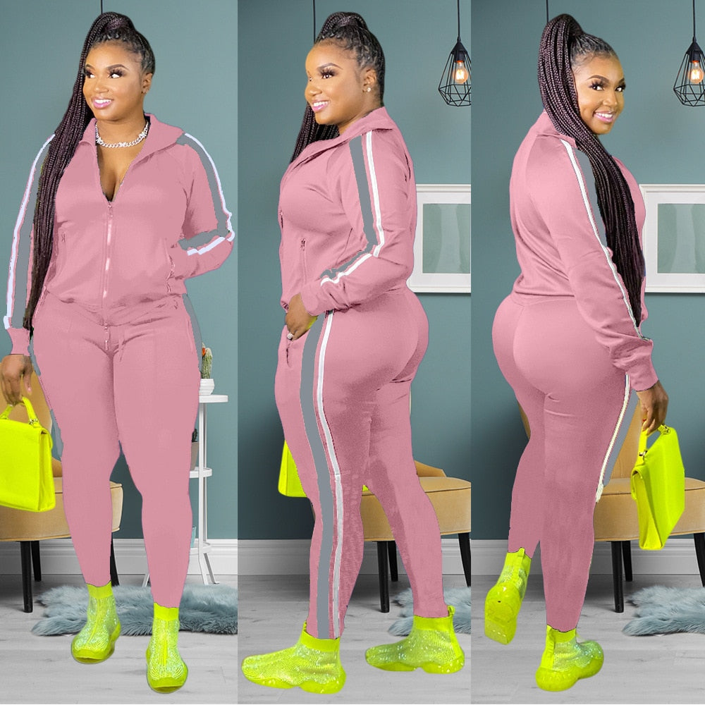 2022 Plus Size S-4XL 2 Piece Set Women Fall Clothes Sweatsuit Joggers Outfit Zip Top Sweatpants Tracksuit Wholesale Dropshipping