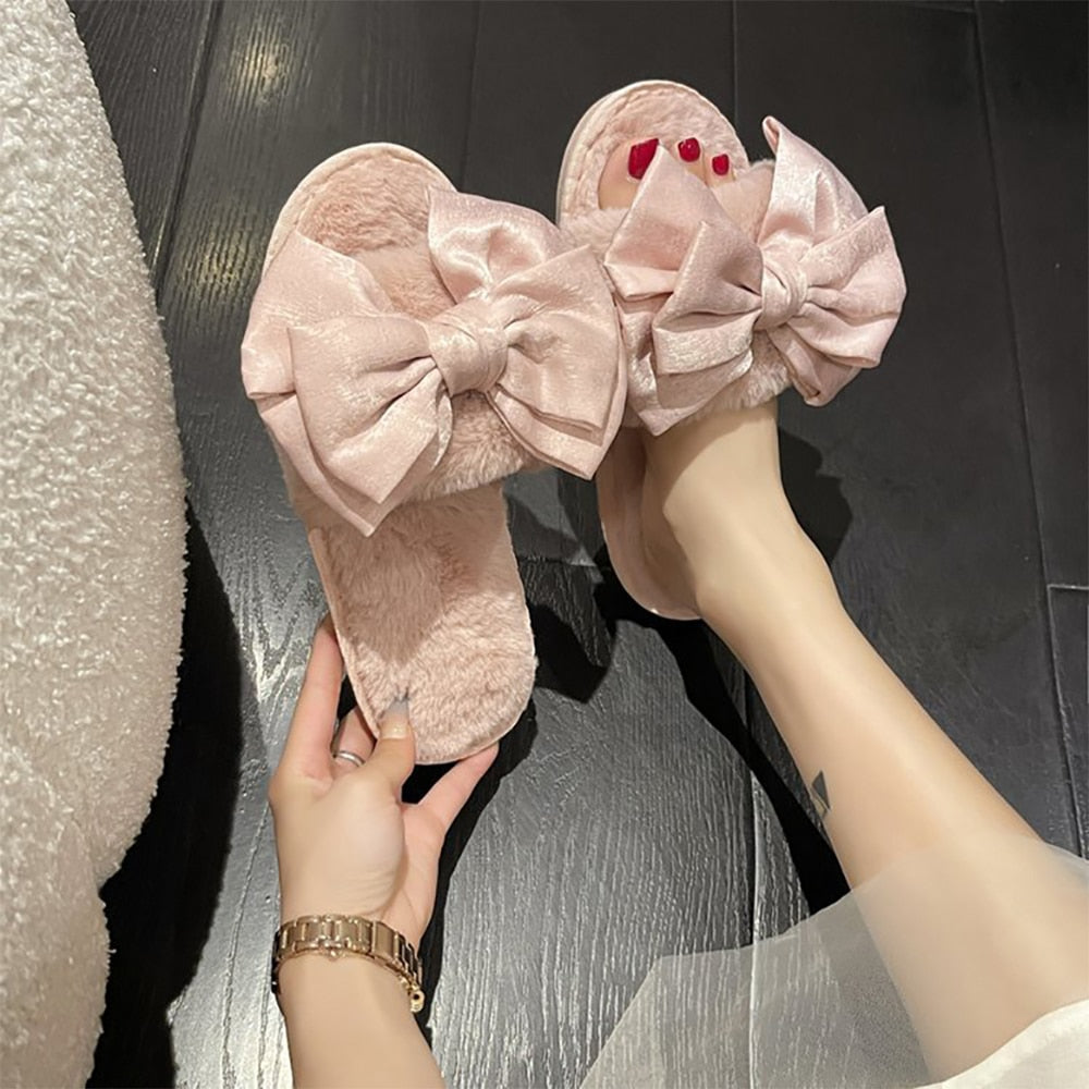 Fashion Fluffy Fur Slippers Indoor Warm Slides Winter Plush Shoes Home Platform Soft Indoor Slippers Floor Women Ladies Shoes