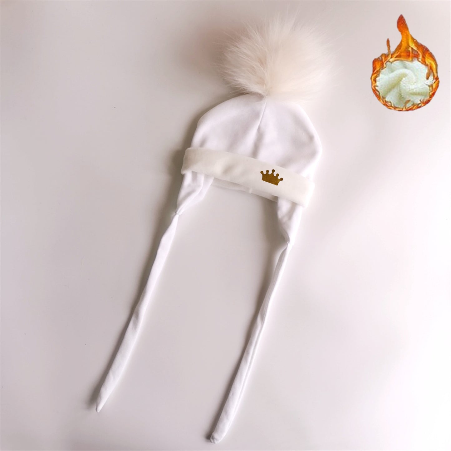 Newborn Baby hat for Boys Girls with ear Warmmer earflap rope Winter Cotton Beanie Pom Pom Bobble crown Hat Cap Hat for Kids boy