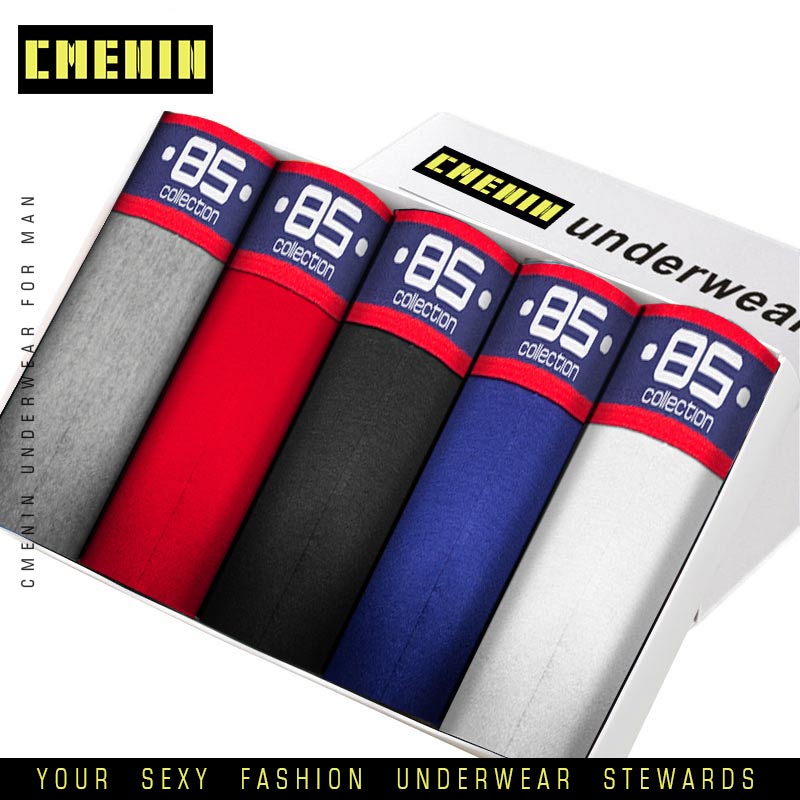 5pcs/lot Men&#39;s Underwear Boxer Male Panties Cotton Man Underpants Soft Boxers Short Boxershort Solid Under Wear BS101