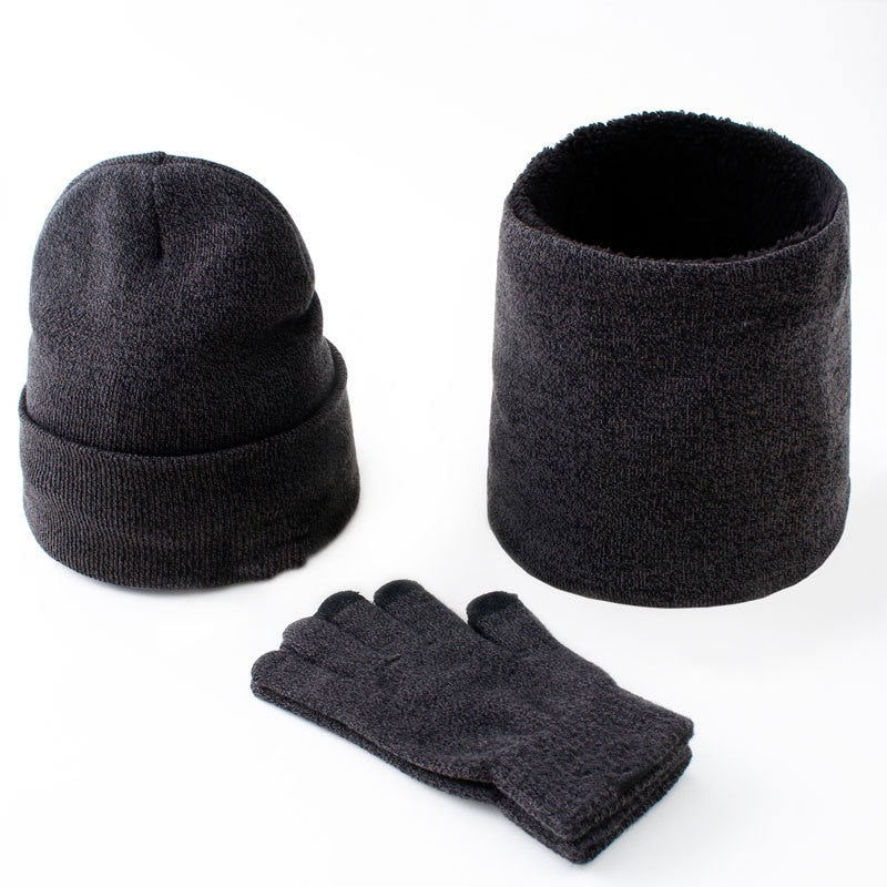 Women Men Winter Warm Hat Scarf Gloves Set Outdoor Keep Warm 3 Pieces Sets Russian Accessories