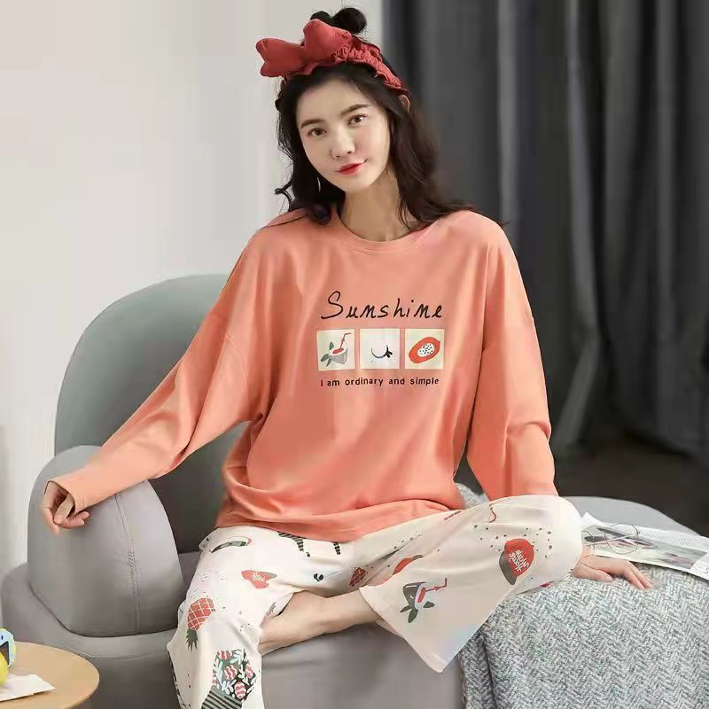 Pure Cotton Pajamas Women&#39;s Spring and Autumn Models Long-sleeved Home Service Women&#39;s Simple Loose Casual Suit Large Size 5XL