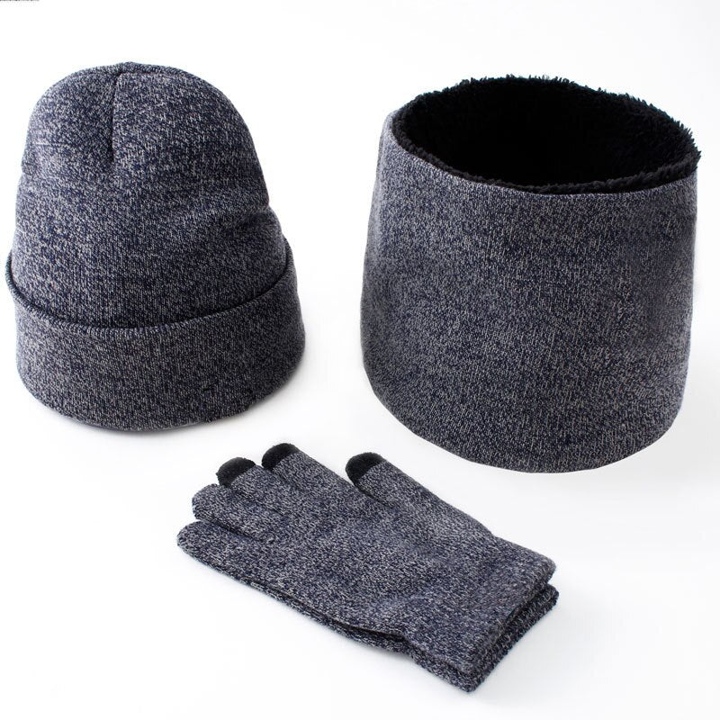 Women Men Winter Warm Hat Scarf Gloves Set Outdoor Keep Warm 3 Pieces Sets Russian Accessories