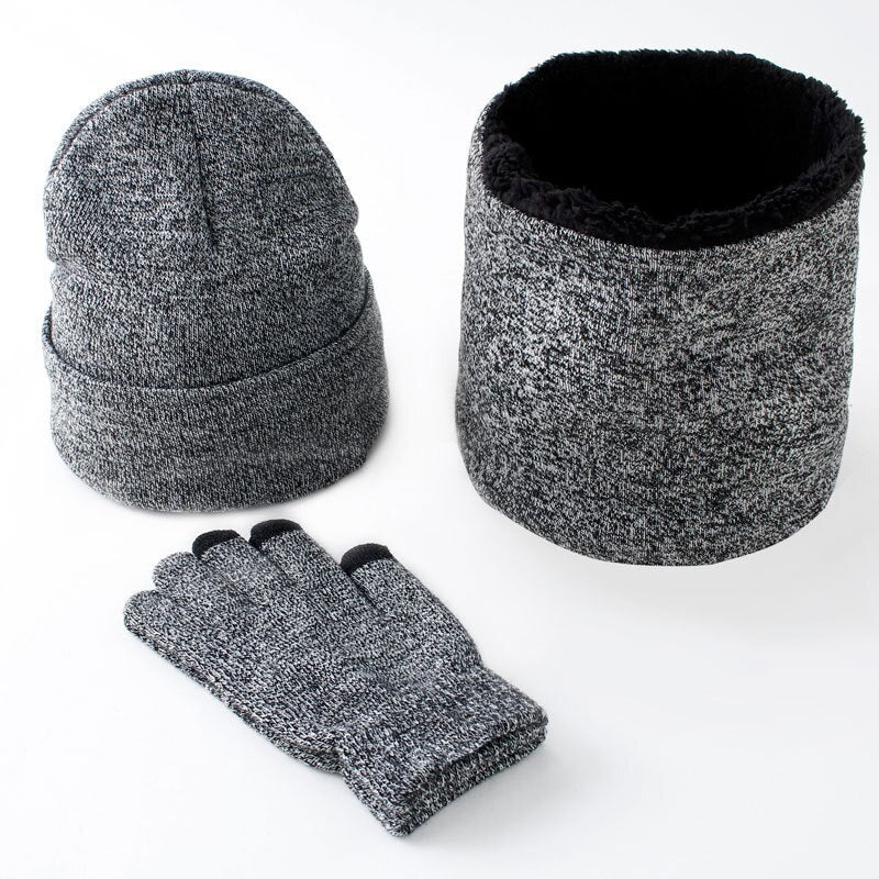 Women Men Winter Warm Hat Scarf Gloves Set Outdoor Keep Warm 3 Pieces Sets Russian Accessories