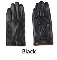 Gours Winter Men&#39;s Genuine Leather Gloves New Brand Touch Screen Gloves Fashion Warm Black Gloves Goatskin Mittens GSM012