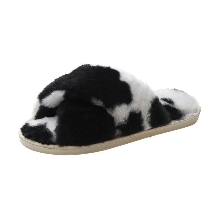 Soft Warm Home Slippers Winter Warm Indoor Shoes Woman Flat Platform Slippers High Quality Furry Faux Fur Slides For Women