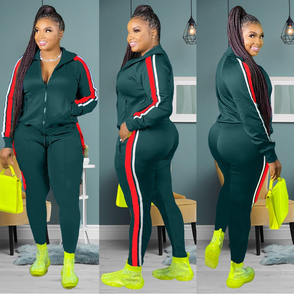 2022 Plus Size S-4XL 2 Piece Set Women Fall Clothes Sweatsuit Joggers Outfit Zip Top Sweatpants Tracksuit Wholesale Dropshipping