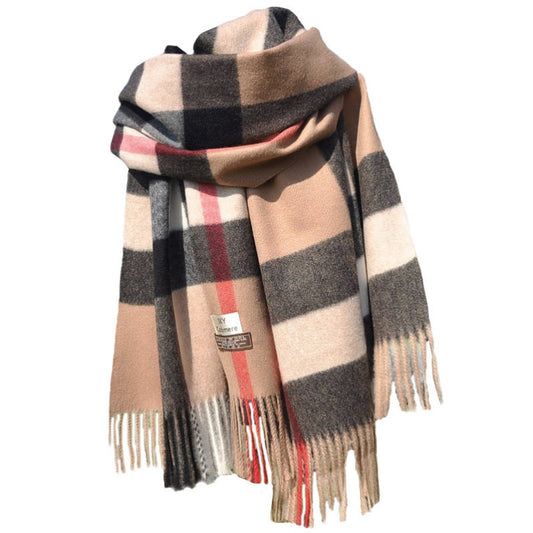 Autumn and Winter New Scarf Female British Bagh Bristled Cashmere Scarf Shawl Dual-use Thick Couple Scarf