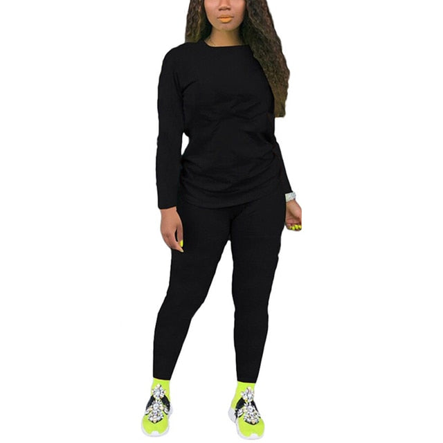 Women&#39;s Tracksuit Streetwear Running Sportswear Backwards Zipper Long Hoodies+Long Pant 2 Pice Set Autumn Winter Female Clothing