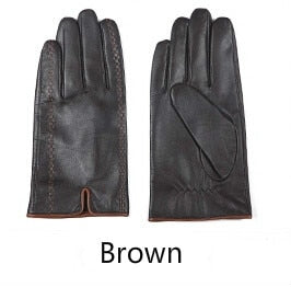 Gours Winter Men&#39;s Genuine Leather Gloves New Brand Touch Screen Gloves Fashion Warm Black Gloves Goatskin Mittens GSM012