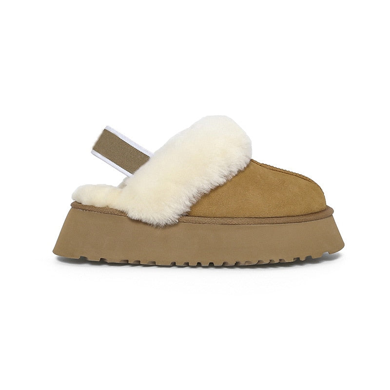 Winter Brand Plush Cotton Slippers Women Flats Shoes 2023 New Fashion Platform Casual Home Suede Fur Warm Slingback Flip Flops