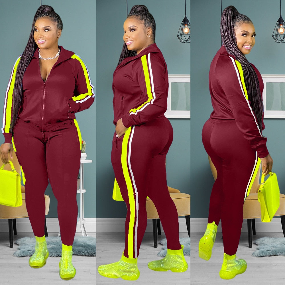 2022 Plus Size S-4XL 2 Piece Set Women Fall Clothes Sweatsuit Joggers Outfit Zip Top Sweatpants Tracksuit Wholesale Dropshipping