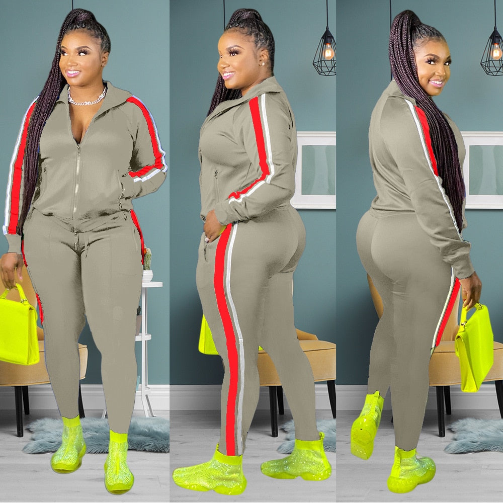 2022 Plus Size S-4XL 2 Piece Set Women Fall Clothes Sweatsuit Joggers Outfit Zip Top Sweatpants Tracksuit Wholesale Dropshipping