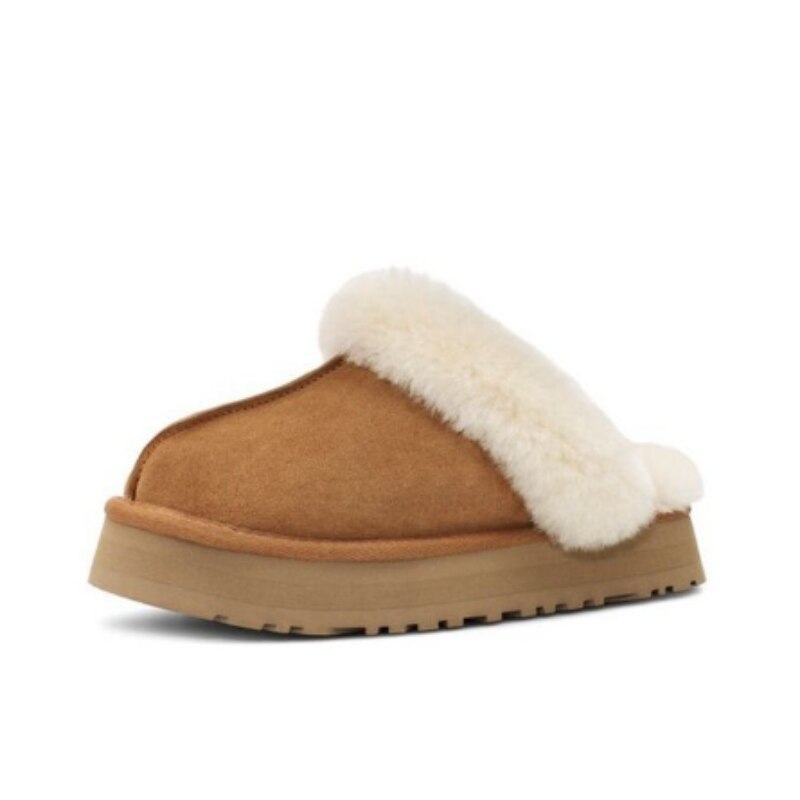 Winter Brand Plush Cotton Slippers Women Flats Shoes 2023 New Fashion Platform Casual Home Suede Fur Warm Slingback Flip Flops