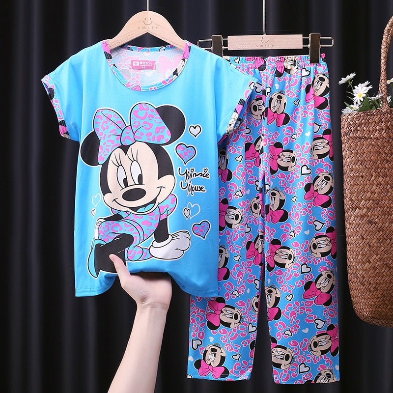 Spring And Autumn Children Pajamas Baby Clothing Cartoon T-Shirt Tops And Long Pants Sleepwear Girls Animal Pyjamas Pijamas Set