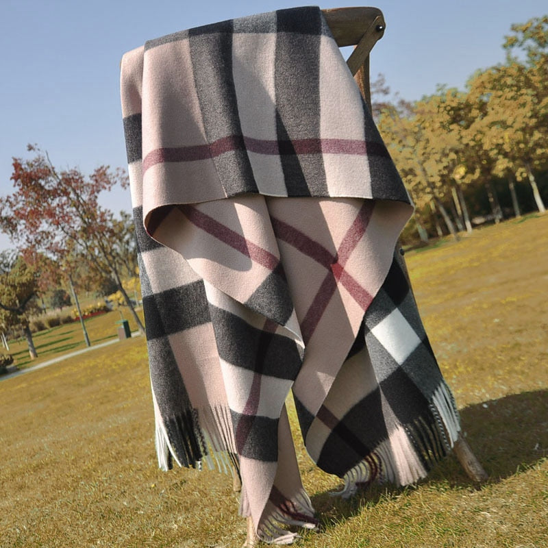 Autumn and Winter New Scarf Female British Bagh Bristled Cashmere Scarf Shawl Dual-use Thick Couple Scarf