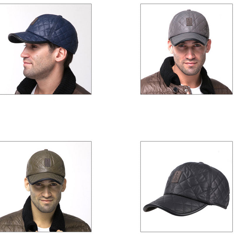 winter Genuine Leather men&#39;s baseball caps warm hat with ear  thick winter hat Women&#39;s hat Fashion all-match hat men