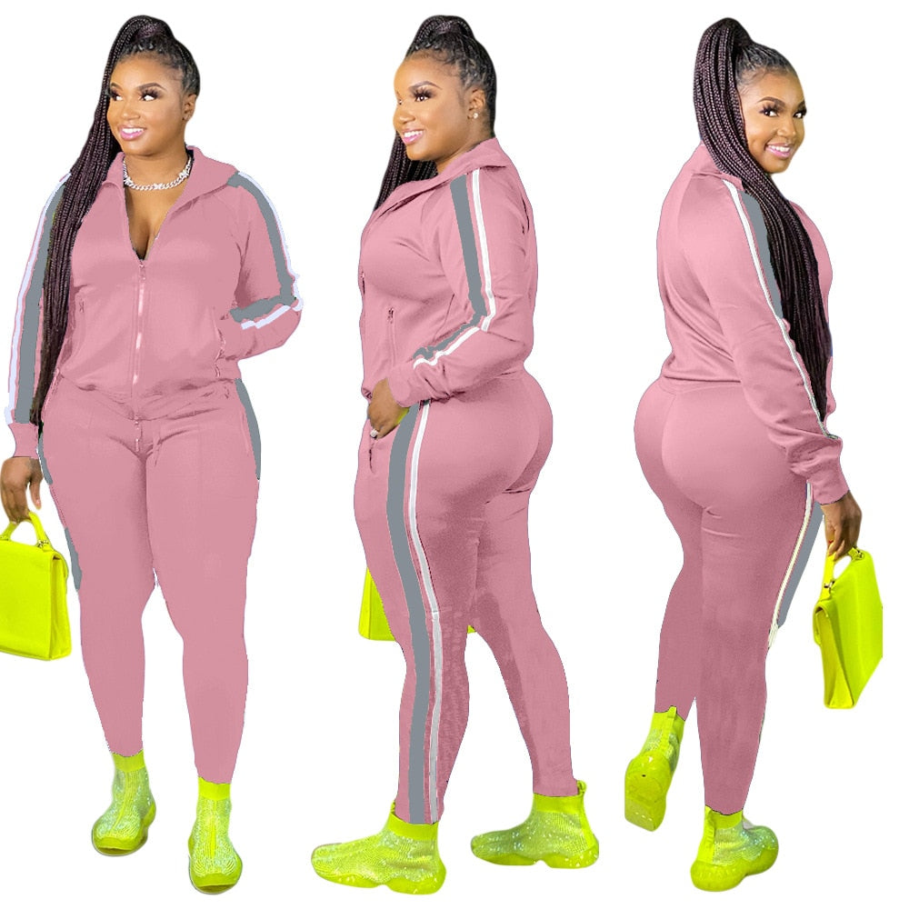 2022 Plus Size S-4XL 2 Piece Set Women Fall Clothes Sweatsuit Joggers Outfit Zip Top Sweatpants Tracksuit Wholesale Dropshipping