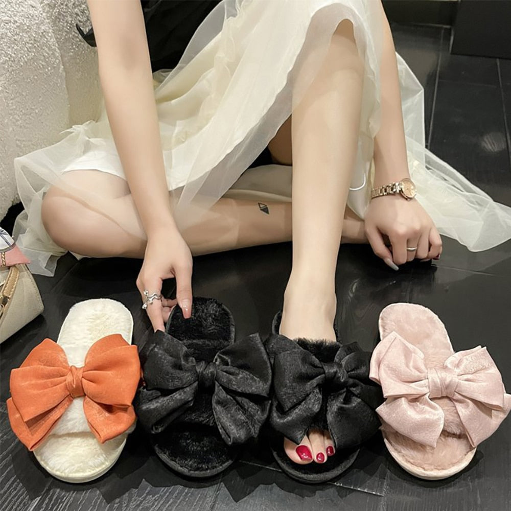 Fashion Fluffy Fur Slippers Indoor Warm Slides Winter Plush Shoes Home Platform Soft Indoor Slippers Floor Women Ladies Shoes