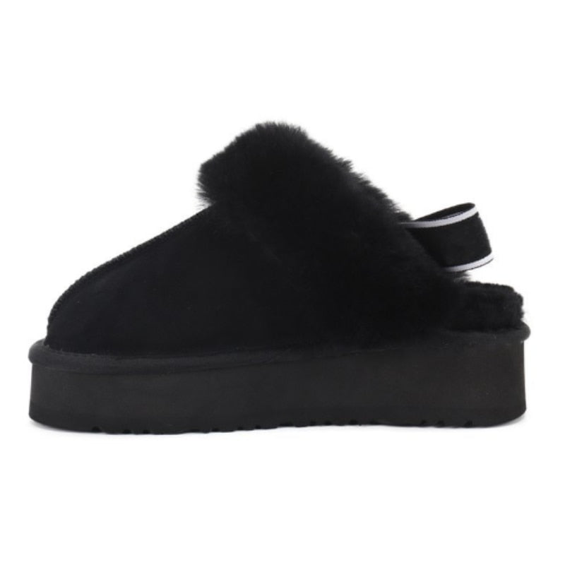 Winter Brand Plush Cotton Slippers Women Flats Shoes 2023 New Fashion Platform Casual Home Suede Fur Warm Slingback Flip Flops