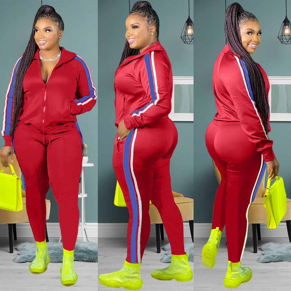 2022 Plus Size S-4XL 2 Piece Set Women Fall Clothes Sweatsuit Joggers Outfit Zip Top Sweatpants Tracksuit Wholesale Dropshipping