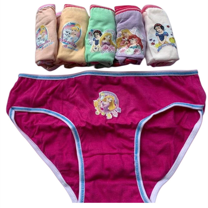 Disney Princess Elsa Ana Sofia Design Briefs Kids Underwear Girls Bright Print Cotton Thin Breathable Cars Underpants Size 3-14T