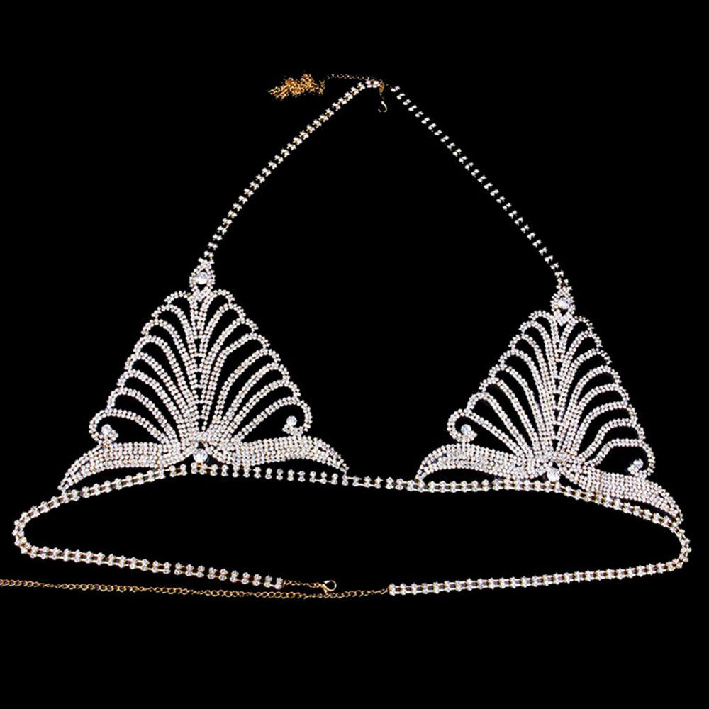 Sexy Crystal Body Harness Chain Bra and Thong Jewelry for Women Fashion Bling Rhinestone Bikini Set Underwear Body Jewelry