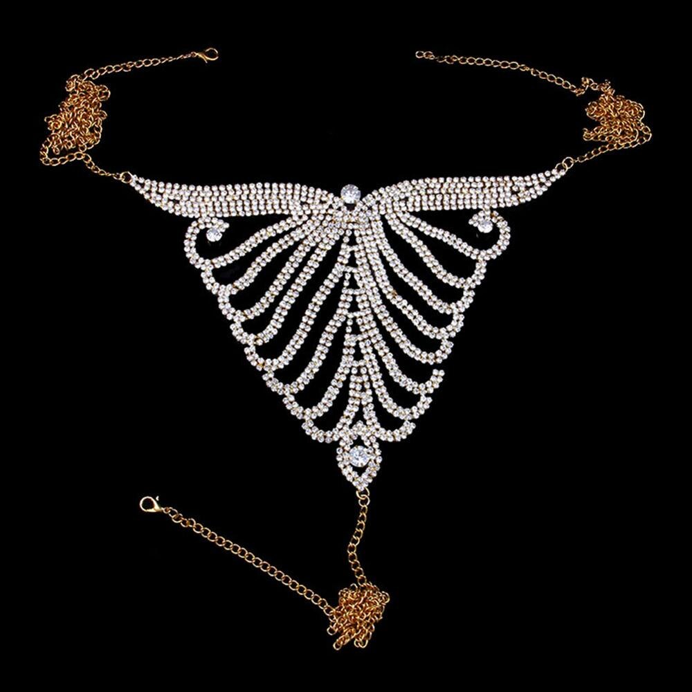 Sexy Crystal Body Harness Chain Bra and Thong Jewelry for Women Fashion Bling Rhinestone Bikini Set Underwear Body Jewelry