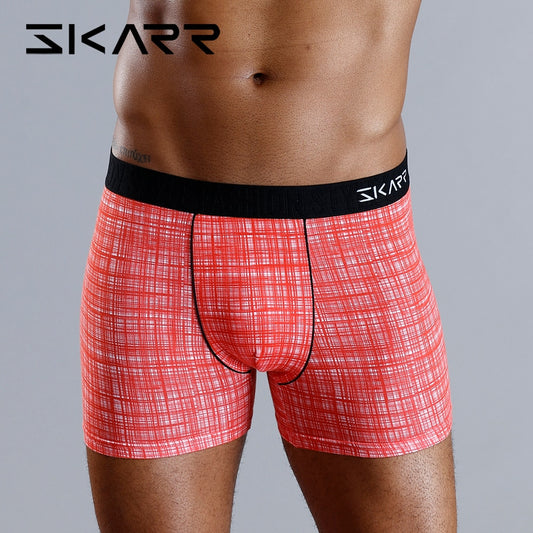 SKARR Man Underwear Men Boxer Shorts Mens Underware Boxershorts Cotton Underpants Sexy Gay Modal Plus Panties Seamless