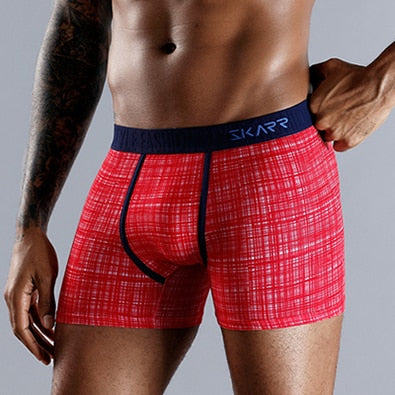 SKARR Man Underwear Men Boxer Shorts Mens Underware Boxershorts Cotton Underpants Sexy Gay Modal Plus Panties Seamless