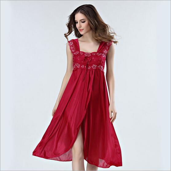 Summer Dress 2022 Lace Sleeveless Lingerie Sexy Women Nightwear Silk Night Gowns Satin Nightgown Sleepwear Red/Black Pink Q134