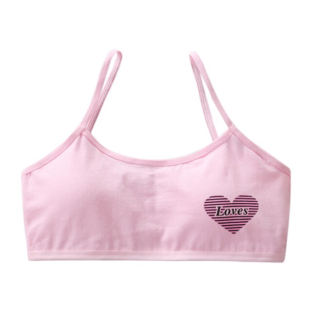 [B238] 12 Years Kids Teens Girls Sports Fitness Puberty Underwear Teenager Cotton Love Simple Cute Training Bra