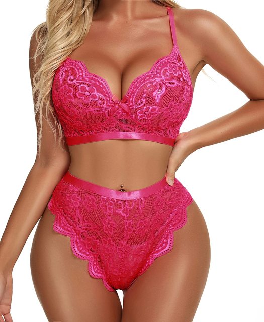 Women&#39;s Underwear Lingerie Set Sexy See-Through Transparent Lace Babydoll G-String Set Exotic Apparel Micro Bikini Nightwear