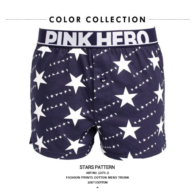 Pink Heroes Men Boxers Underwear Brand New Pure European Style Cotton Boxer Flat Pants Underwear Men Boxer Home Arrow Printing