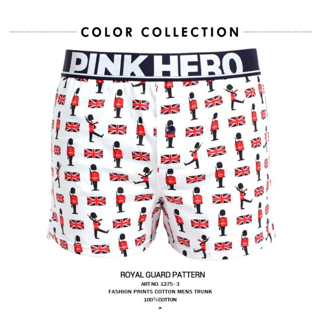 Pink Heroes Men Boxers Underwear Brand New Pure European Style Cotton Boxer Flat Pants Underwear Men Boxer Home Arrow Printing