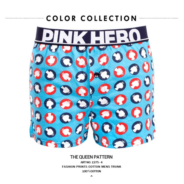 Pink Heroes Men Boxers Underwear Brand New Pure European Style Cotton Boxer Flat Pants Underwear Men Boxer Home Arrow Printing